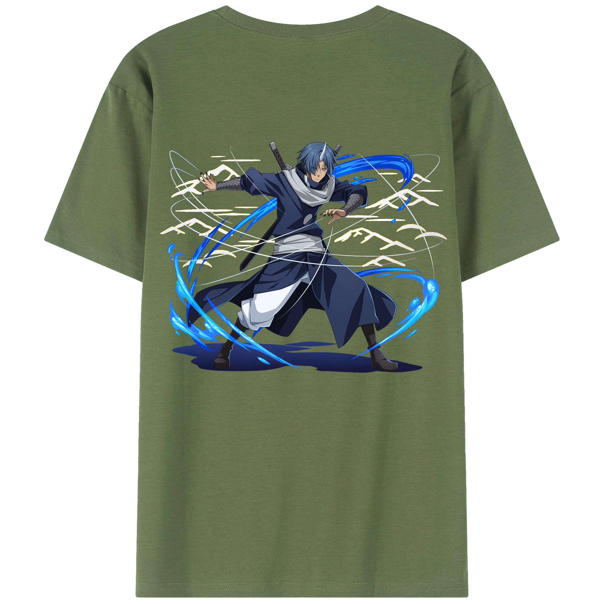 （画像用） 転スラ Regarding Reincarnated to Slime 綿100％ メンズ半袖Tシャツ（バックプリント） 通気性